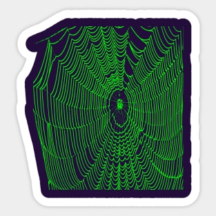 Artistic Halloween Spider Web Cobweb Doodle In Green Sticker